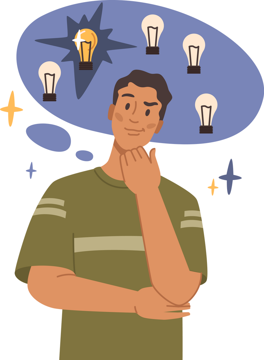 Man with intuitive type thinking, mindset